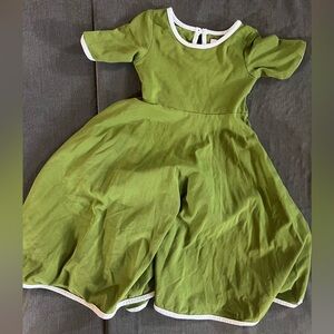 SweetHoney Olive Green Dress with White Trim